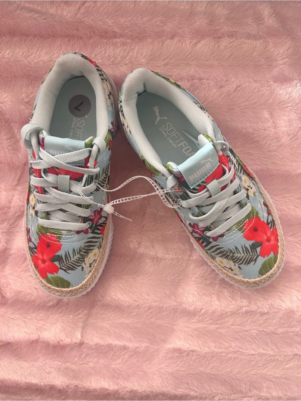Puma Women’s Floral Platform Sneakers - Light Blue/Red/Green